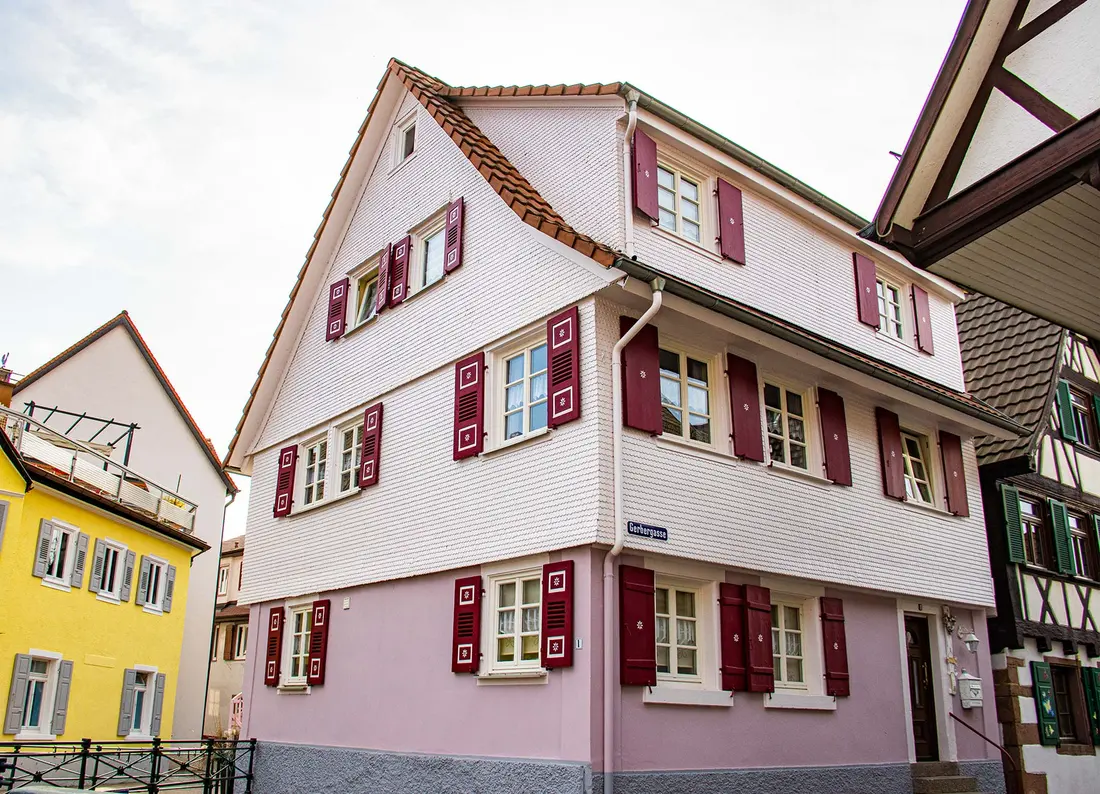 Altbaufassade während der Sanierung